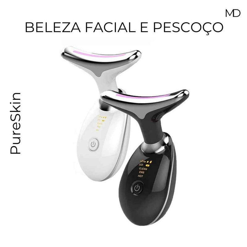 Dispositivo de Beleza Facial e Pescoço PureSkin - Com Luz LED e Aquecimento (LEVE 2 E ECONOMIZE 50%)