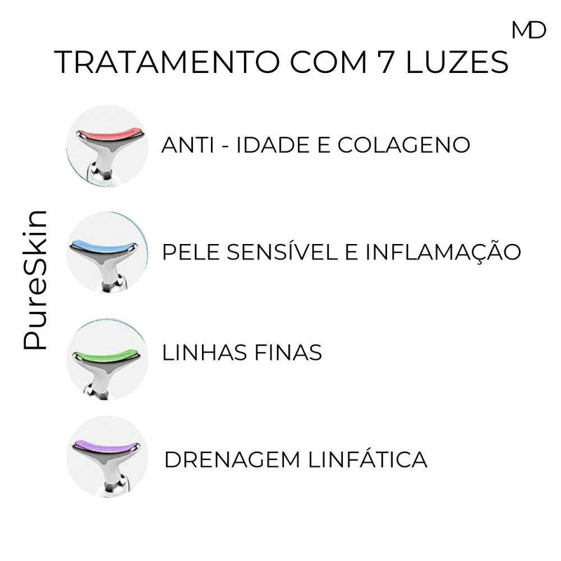 Dispositivo de Beleza Facial e Pescoço PureSkin - Com Luz LED e Aquecimento (LEVE 2 E ECONOMIZE 50%)