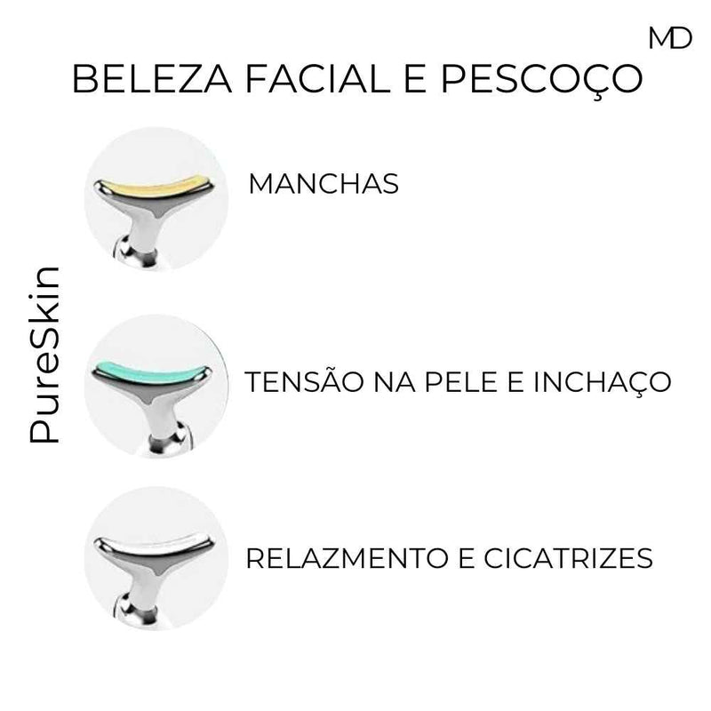 Dispositivo de Beleza Facial e Pescoço PureSkin - Com Luz LED e Aquecimento (LEVE 2 E ECONOMIZE 50%)