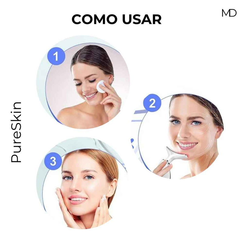 Dispositivo de Beleza Facial e Pescoço PureSkin - Com Luz LED e Aquecimento (LEVE 2 E ECONOMIZE 50%)